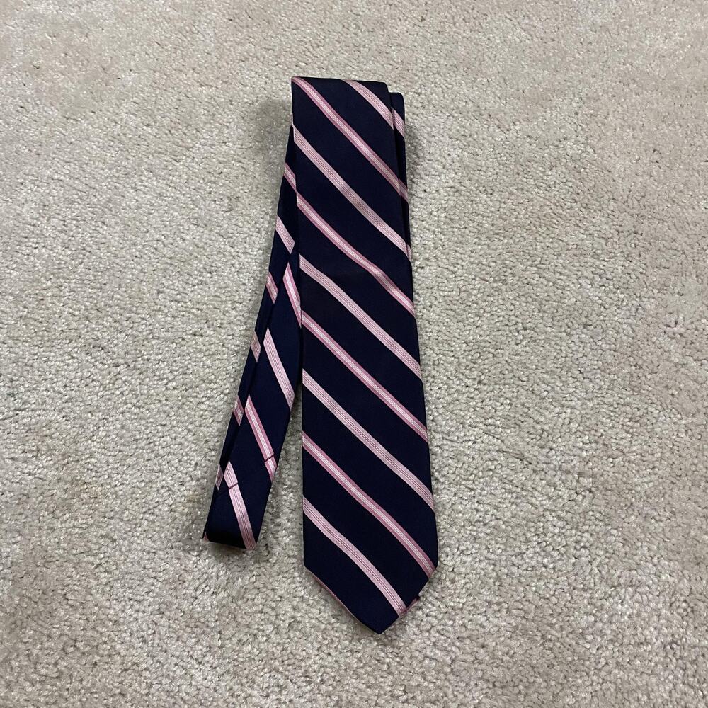 Brooks Brothers Tie Blue Pink Striped Woven Necktie Academia Preppy Ivy Prep